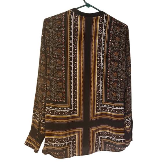 A.L.C. Franco 100% Silk in Brown Multi Button Front Top 8 - Picture 6 of 8